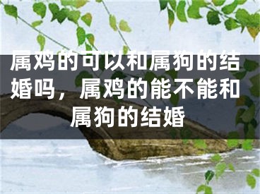属鸡的可以和属狗的结婚吗，属鸡的能不能和属狗的结婚