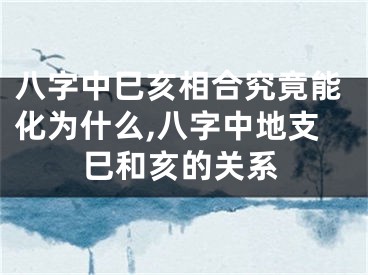 八字中巳亥相合究竟能化为什么,八字中地支巳和亥的关系