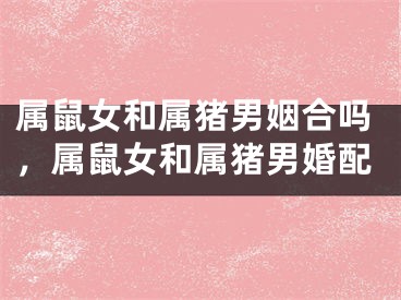 属鼠女和属猪男姻合吗，属鼠女和属猪男婚配