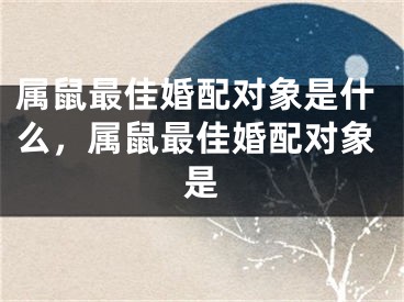 属鼠最佳婚配对象是什么,属鼠最佳婚配对象是