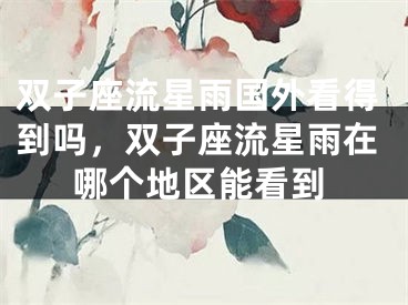 双子座流星雨国外看得到吗，双子座流星雨在哪个地区能看到