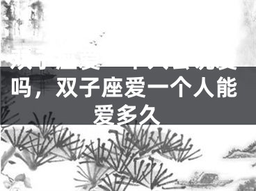 双子座爱一个人会说爱吗，双子座爱一个人能爱多久